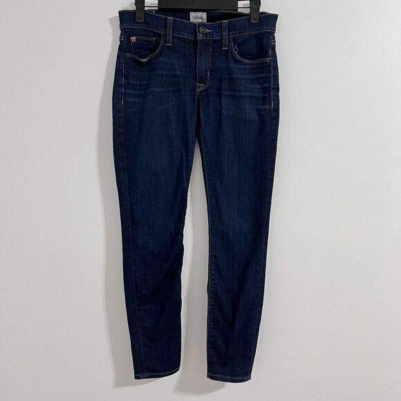 Hudson Krista Super Skinny Crop Jeans Size 27 Blue Denim Dark Wash Ankle Whisker